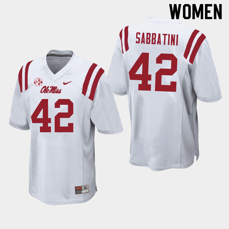 Women #42 Elijah Sabbatini Ole Miss Rebels College Football Jerseys Sale-White